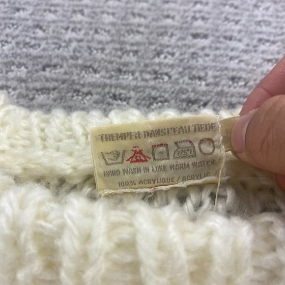 Vintage 70s Knit Sweater Women Small White Clothes To You Interlocking Knits - Picture 3 of 6